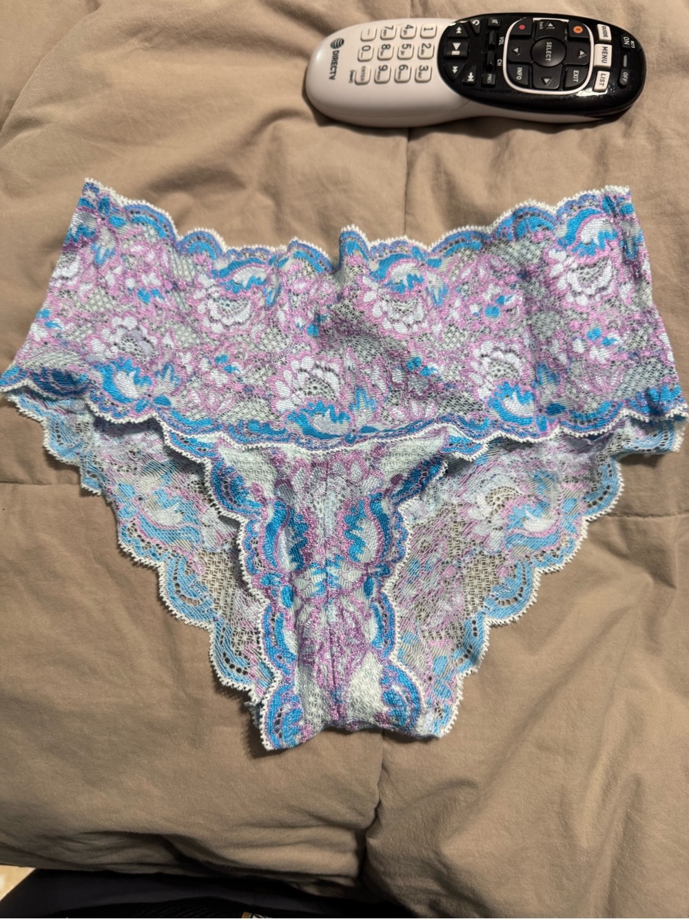 Cosabella Pastel Pink and Blue Floral Lace Cheeky Panty